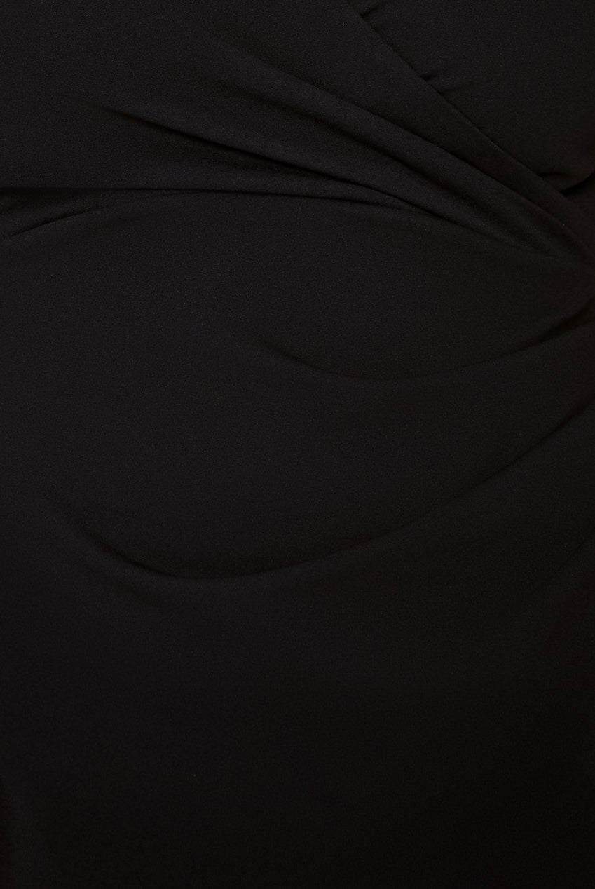 Goddiva Plus Scuba & Lace Wrap Maxi Dress - Black