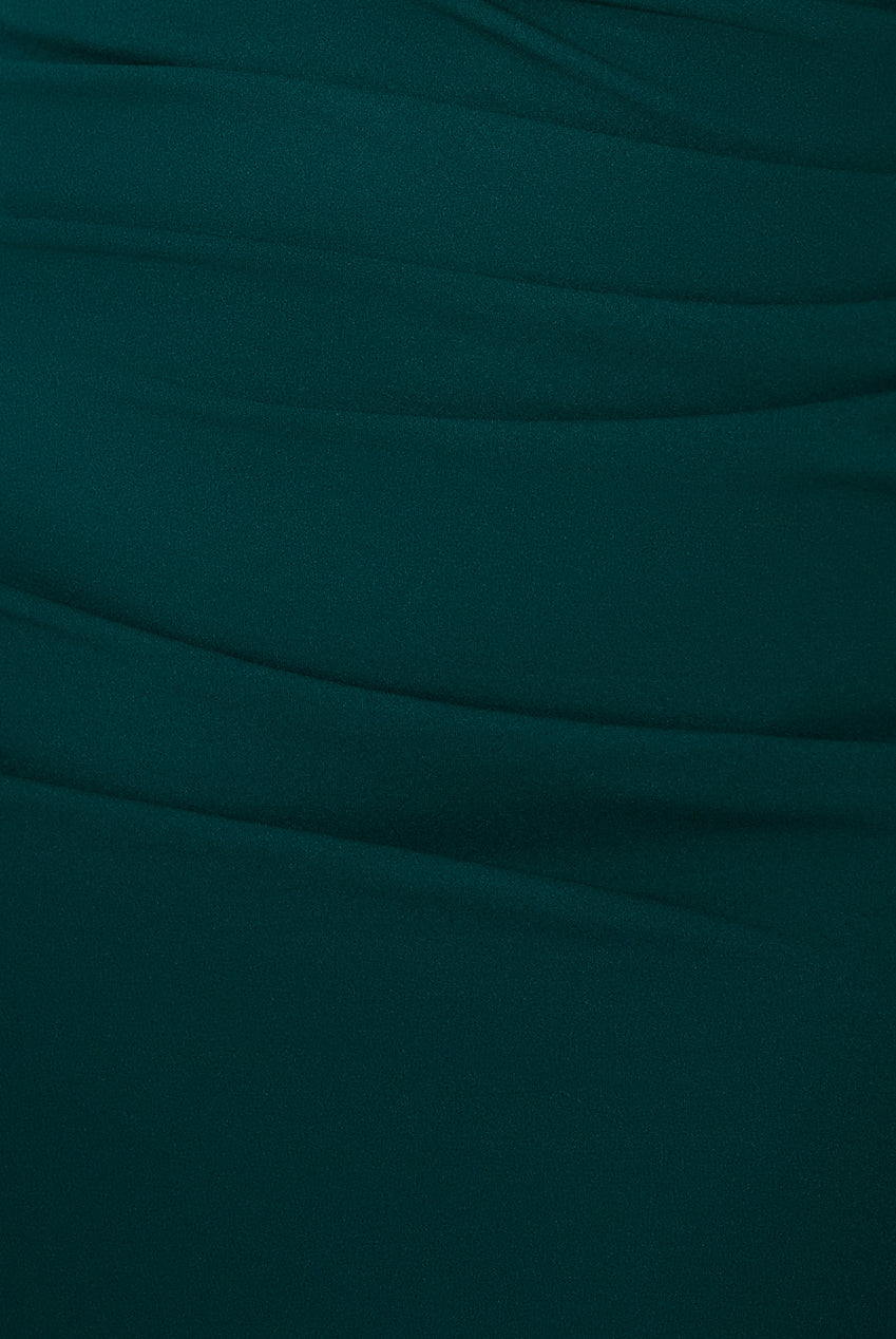 Goddiva Plus Scuba & Lace Wrap Maxi Dress - Emerald