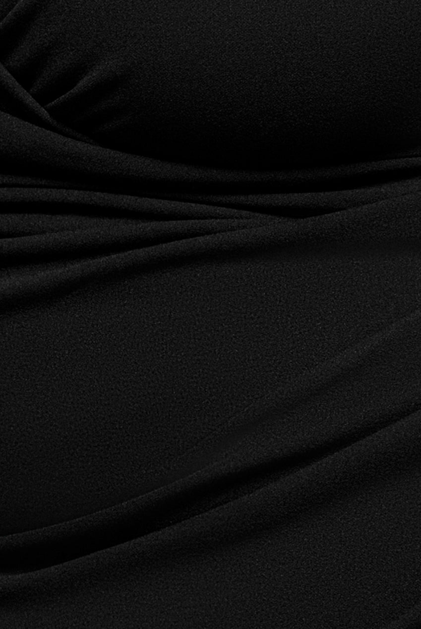 Goddiva Plus Scuba & Lace Wrap Maxi Dress - Black