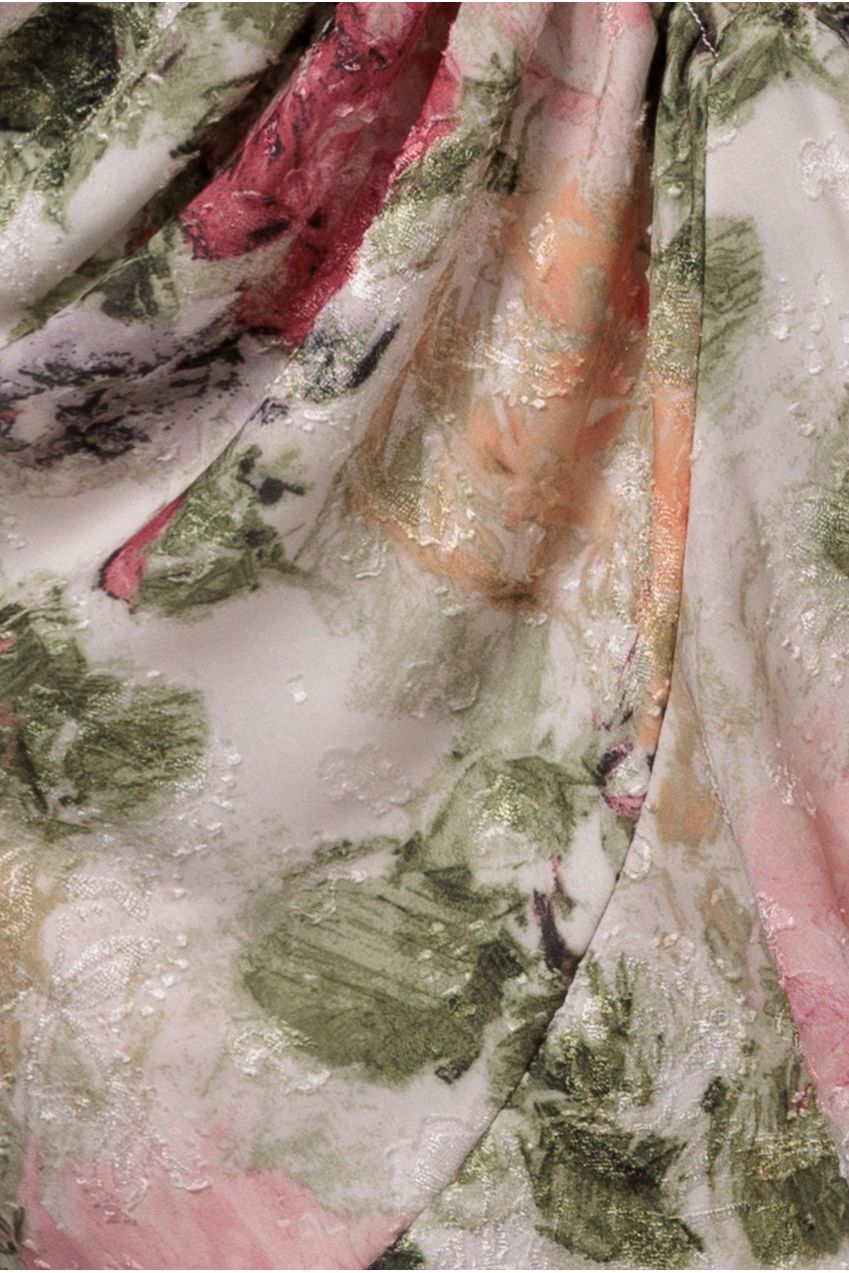 Goddiva Floral Wrap High And Low Midaxi Dress - Cream