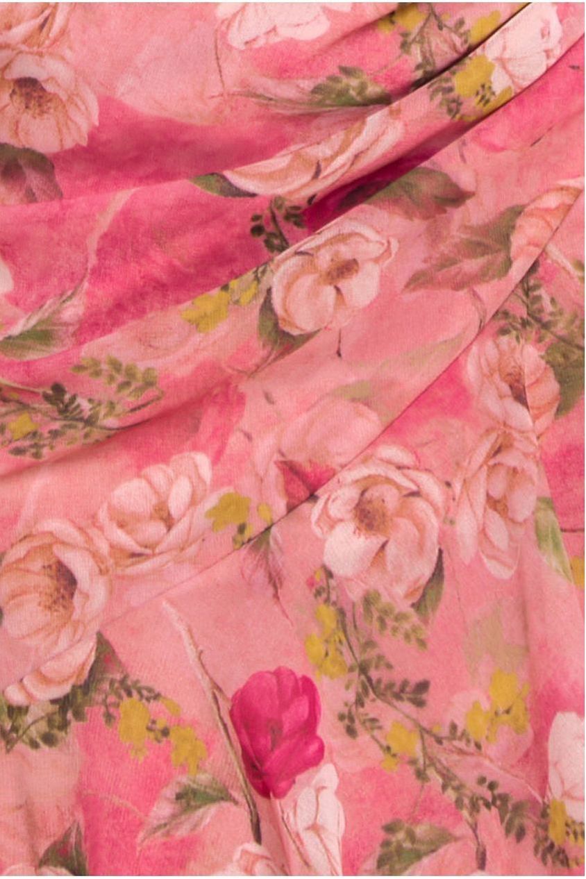 Goddiva Floral Wrap High And Low Midaxi Dress - Pink