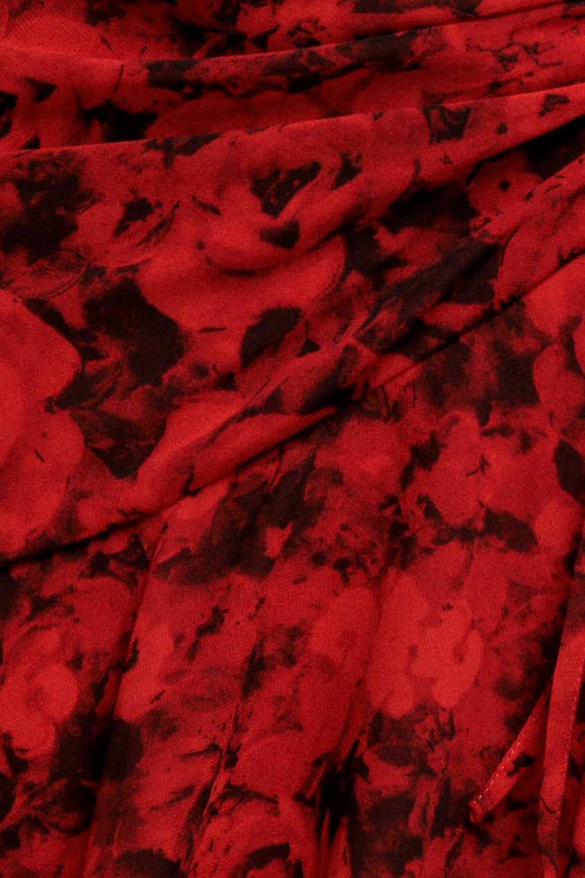 Goddiva Floral Wrap High And Low Midaxi Dress - Red