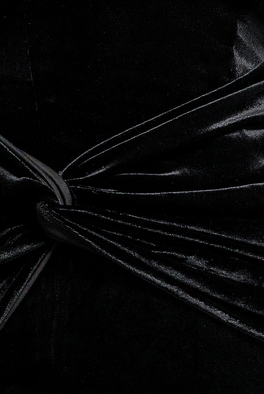 Goddiva Hotfix Diamante Sleeve Front Split Velvet Maxi Dress - Black