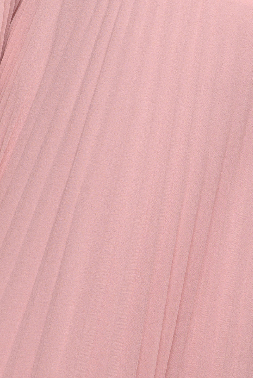 Goddiva Scalloped Lace Bodice Pleated Chiffon A Line Maxi Dress - Blush Pink