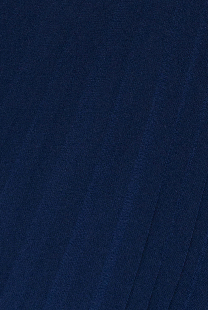 Goddiva Scalloped Lace Bodice Pleated Chiffon A Line Maxi Dress - Navy Blue