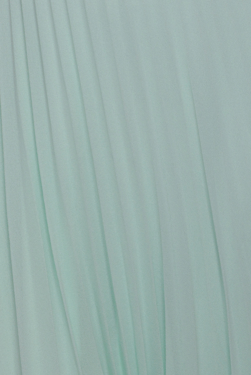 Goddiva Scalloped Lace Bodice Pleated Chiffon A Line Maxi Dress - Mint Green