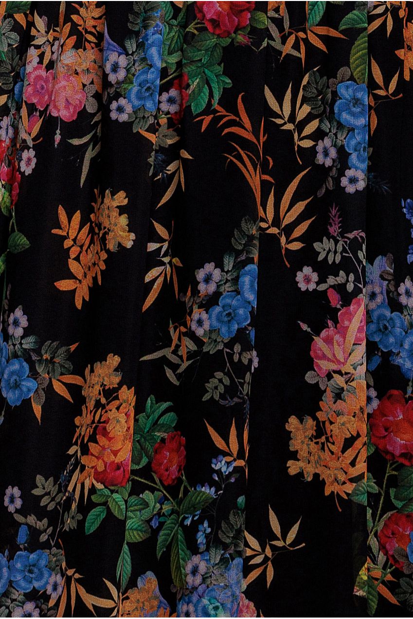 Goddiva Chiffon Wrap Border Floral Print Maxi Dress - Black