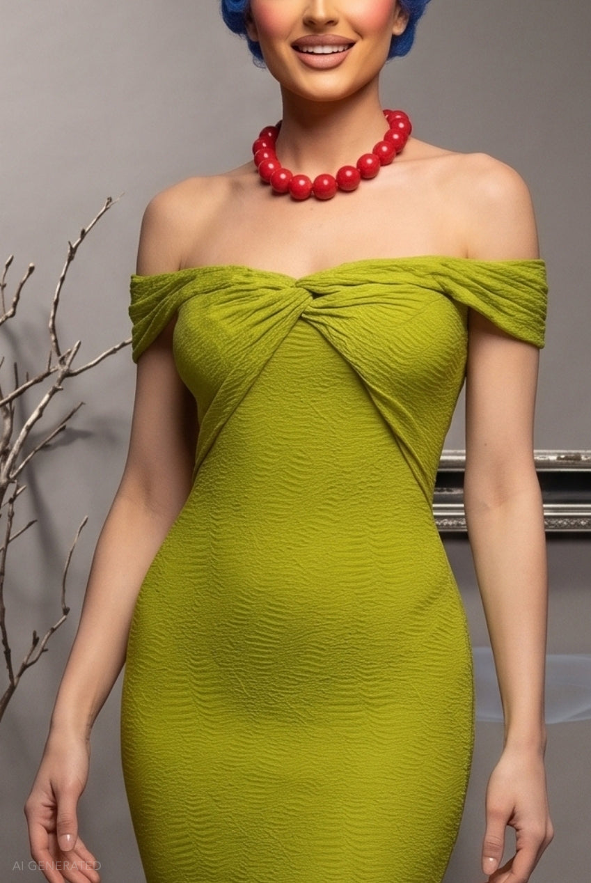 Goddiva Strapless Bodycon Midi Marge Simpson-Inspired Halloween Costume - Lime Green