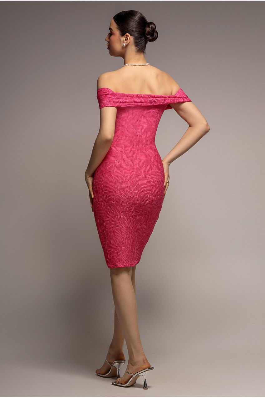 Goddiva Front Knot Twist Midi Dress - Magenta