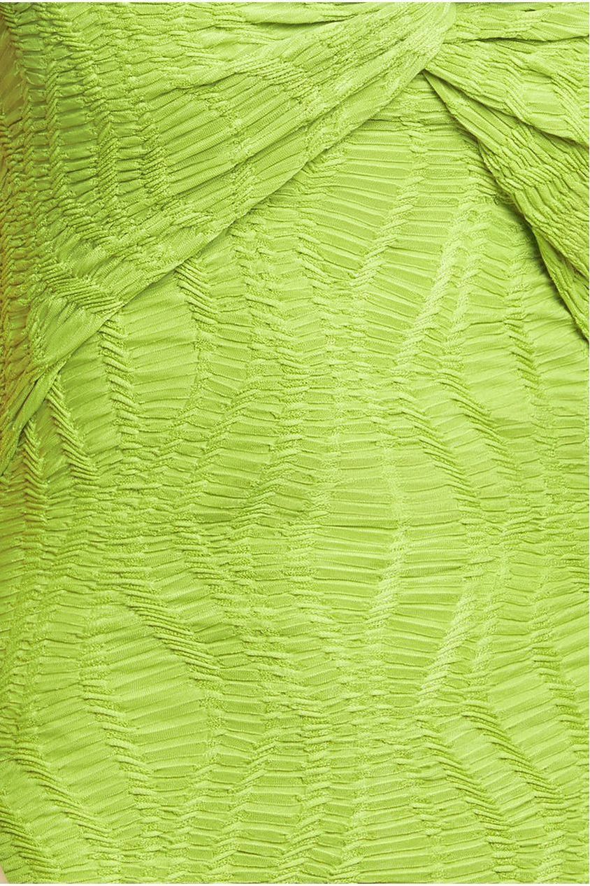 Goddiva Front Knot Twist Midi Dress - Lime Green