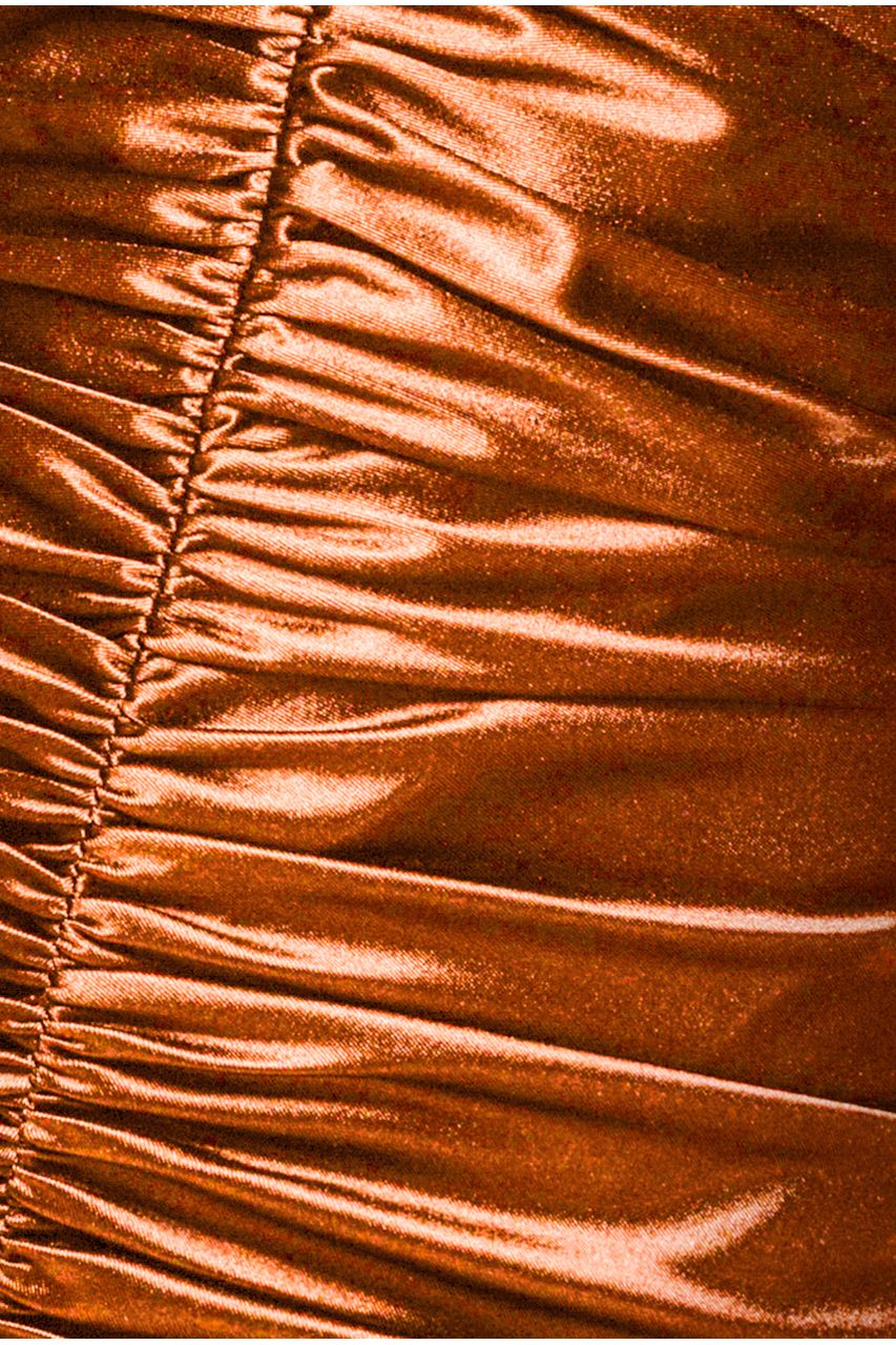 Goddiva Multi-Tied Satin Gathered Ring Maxi Dress - Bronze