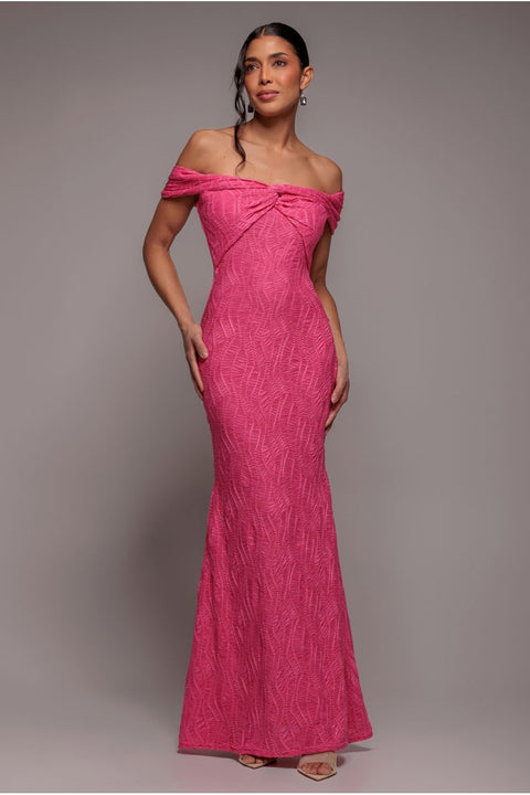 Goddiva Front Knot Twist Maxi Dress - Magenta