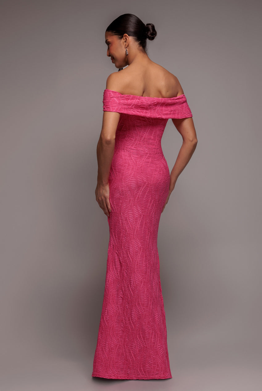 Goddiva Front Knot Twist Maxi Dress - Magenta