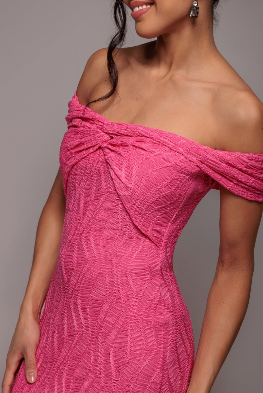 Goddiva Front Knot Twist Maxi Dress - Magenta