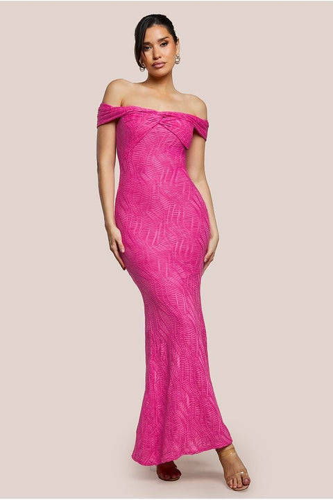 Goddiva Front Knot Twist Maxi Dress - Magenta