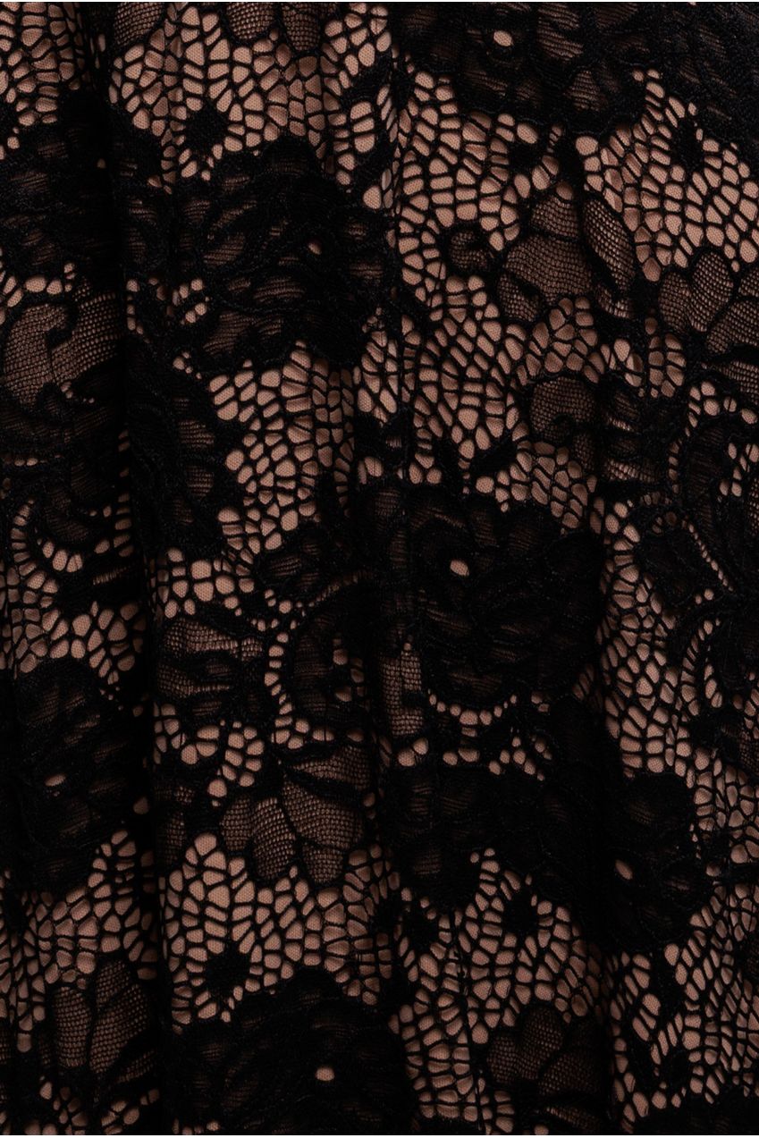 Goddiva Scalloped Lace A-line Midi Dress - Black