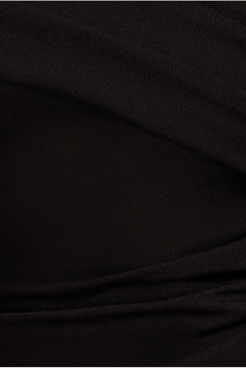 Goddiva Scuba Crepe Pleated Drop Shoulder Midi Dress - Black