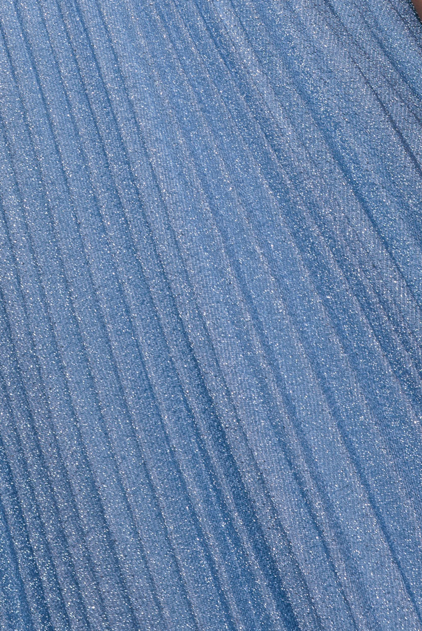 Goddiva Sleeveless Pleated A Line Lurex Maxi Dress - Blue