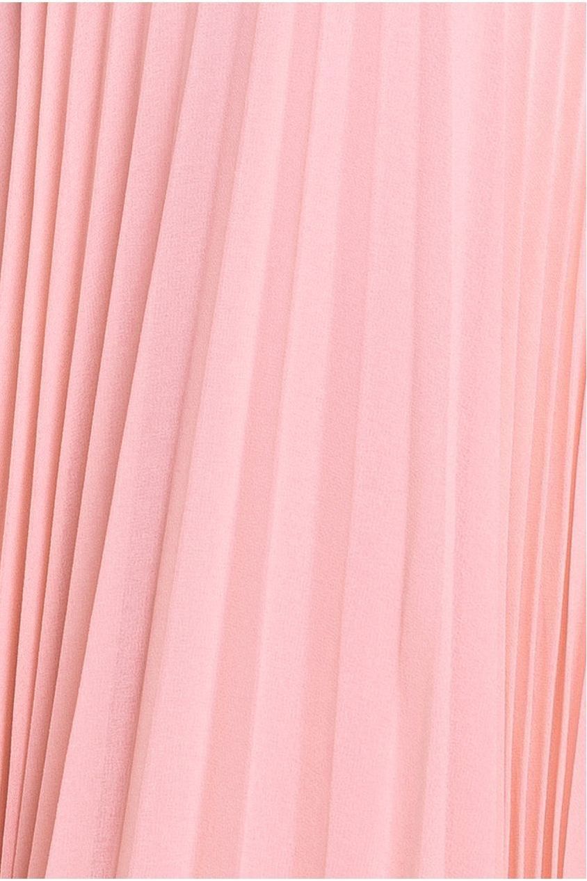 Goddiva Cowl Neck Pleated A-Line Chiffon Midi Dress - Blush Pink