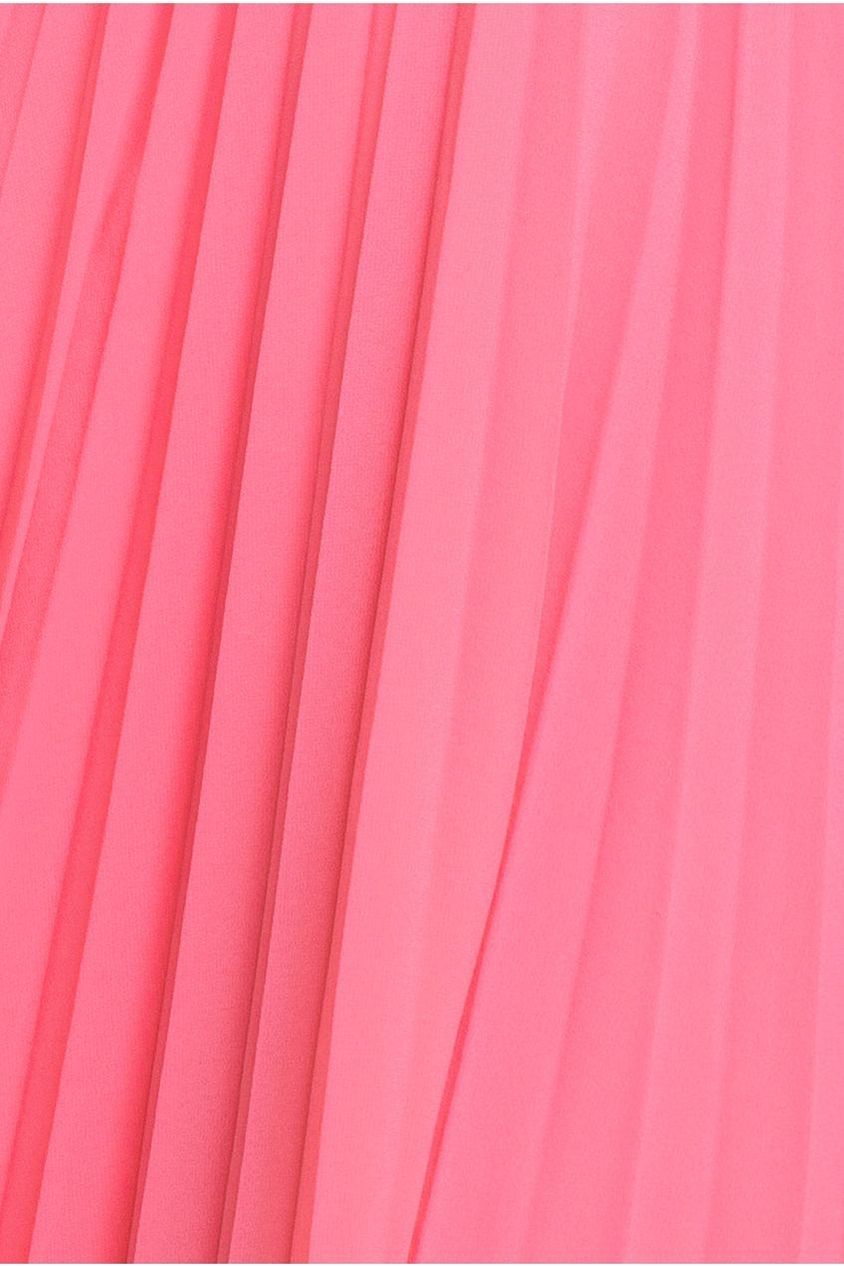 Goddiva Cowl Neck Pleated A-Line Chiffon Midi Dress - Coral