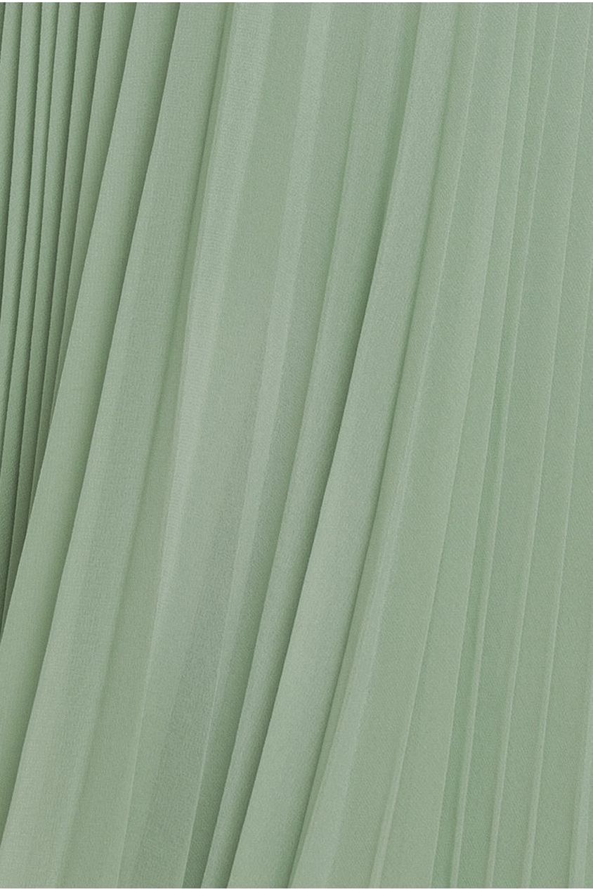 Goddiva Cowl Neck Pleated A-Line Chiffon Midi Dress - Sage Green