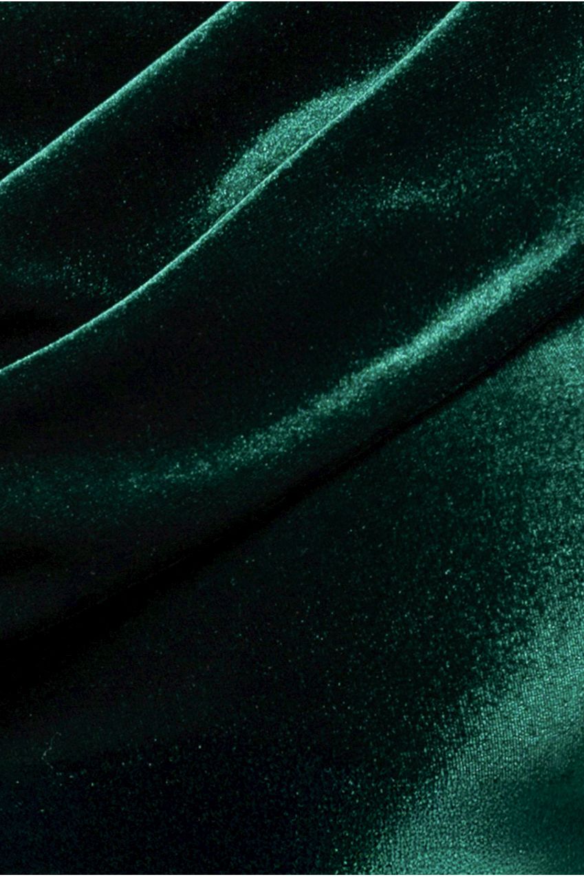 Goddiva Cowl One Shoulder Velvet Maxi Dress - Emerald Green