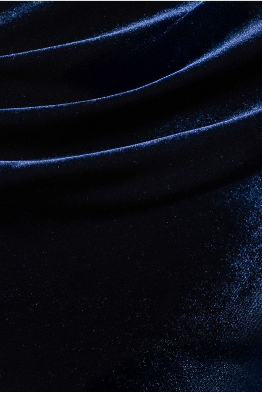 Goddiva Cowl One Shoulder Velvet Maxi Dress - Navy Blue
