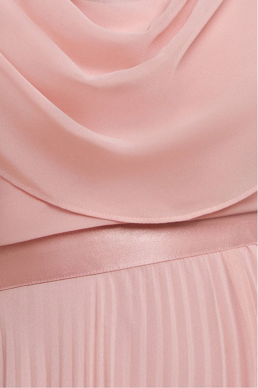 Goddiva Cowl Neck One Shoulder A Line Chiffon Maxi Dress - Blush Pink