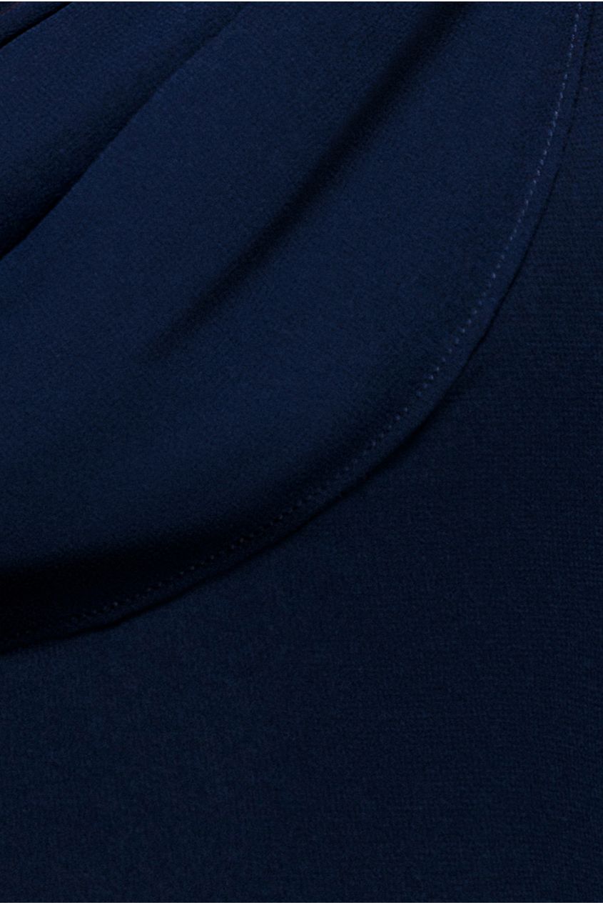Goddiva Cowl Neck One Shoulder A Line Chiffon Maxi Dress - Navy Blue