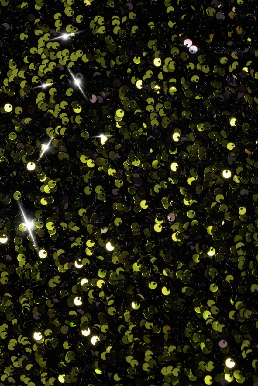 Goddiva Sequin Velvet Bardot Evening Maxi Dress - Olive Green