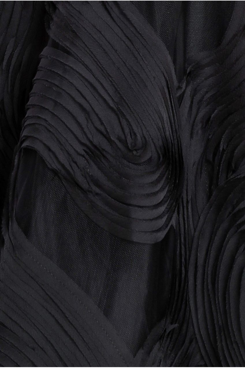 Goddiva Scuba & Textured Chiffon A Line Midi Dress - Black