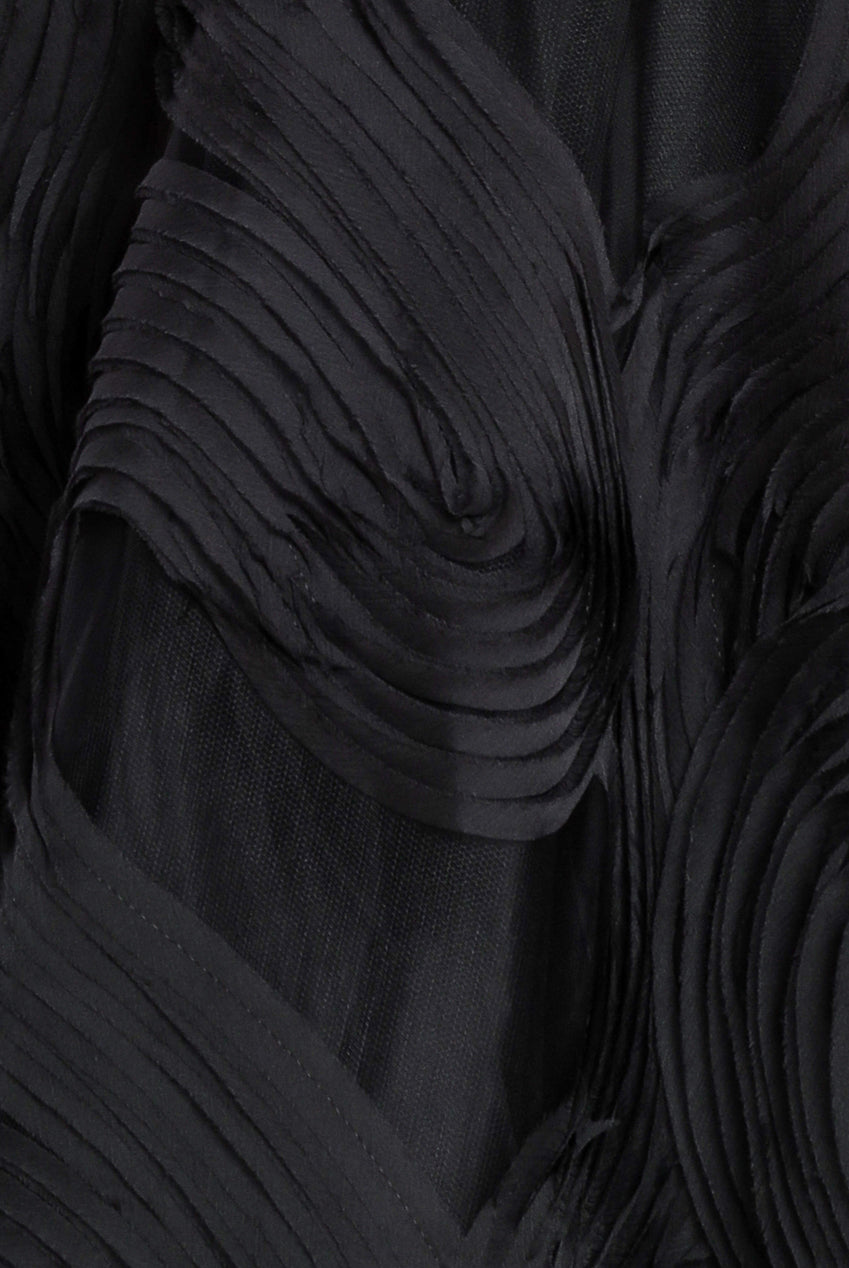 Goddiva Scuba & Textured Chiffon A Line Midi Dress - Black