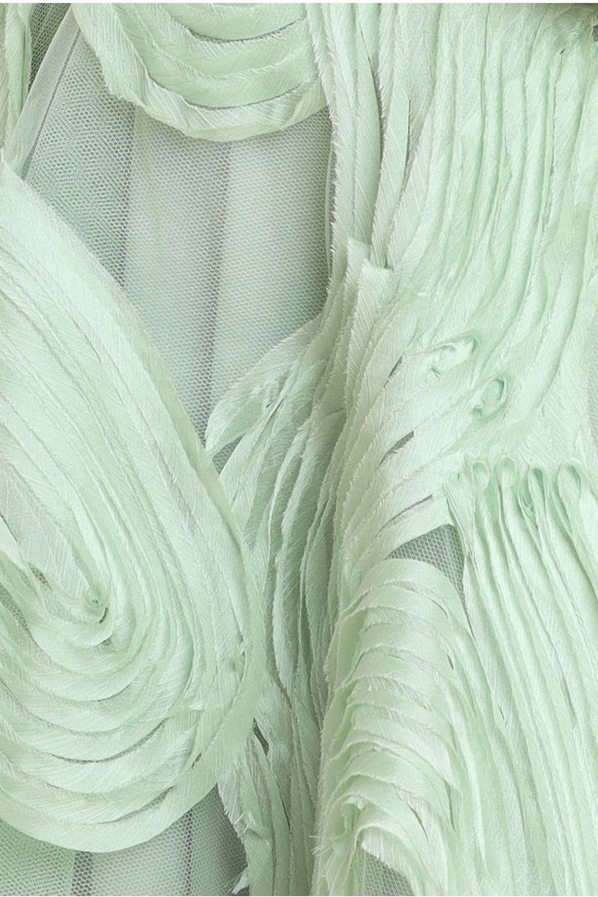 Goddiva Scuba & Textured Chiffon A Line Midi Dress - Sage Green