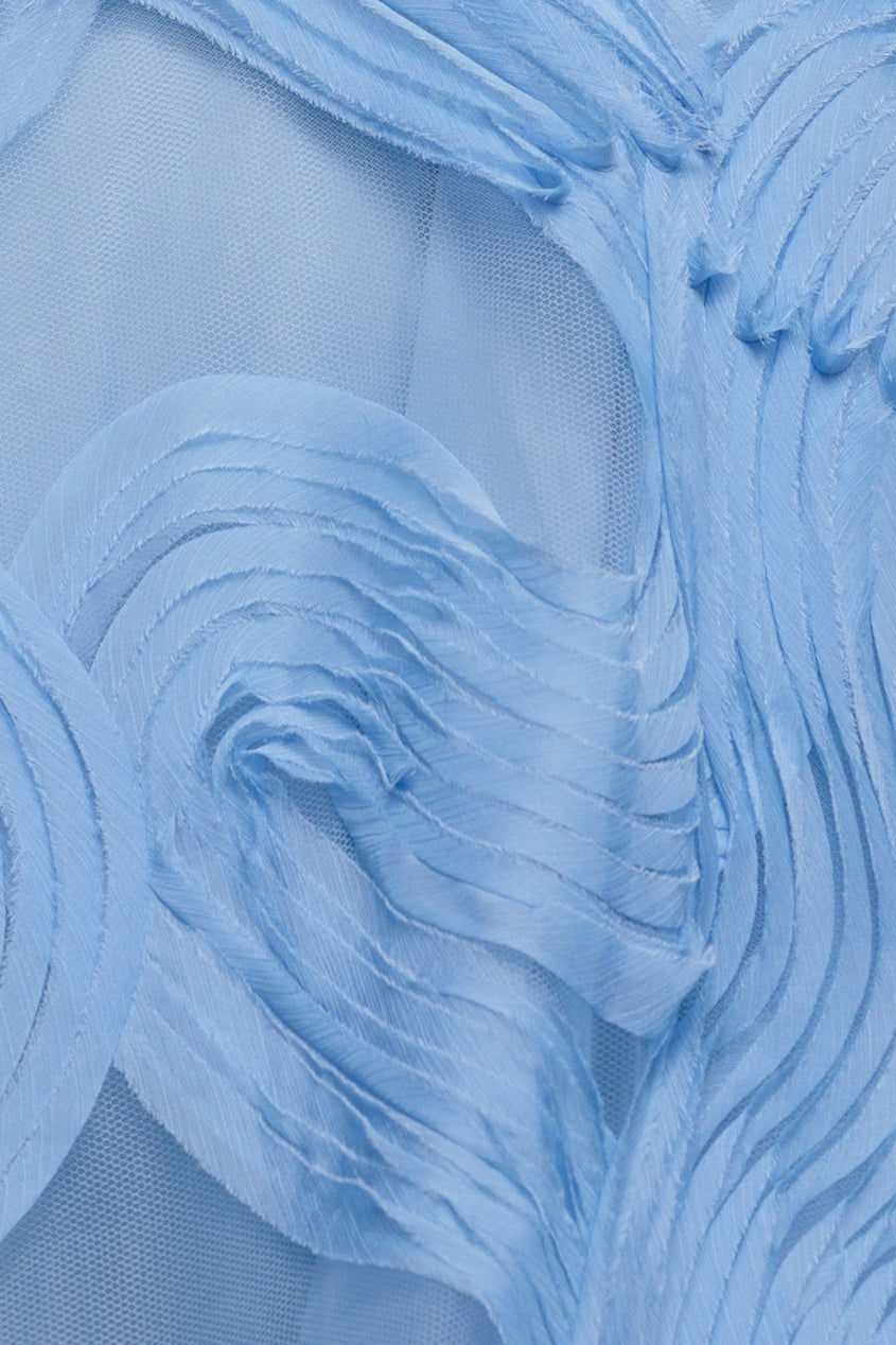 Goddiva Scuba & Textured Chiffon A Line Midi Dress - Blue