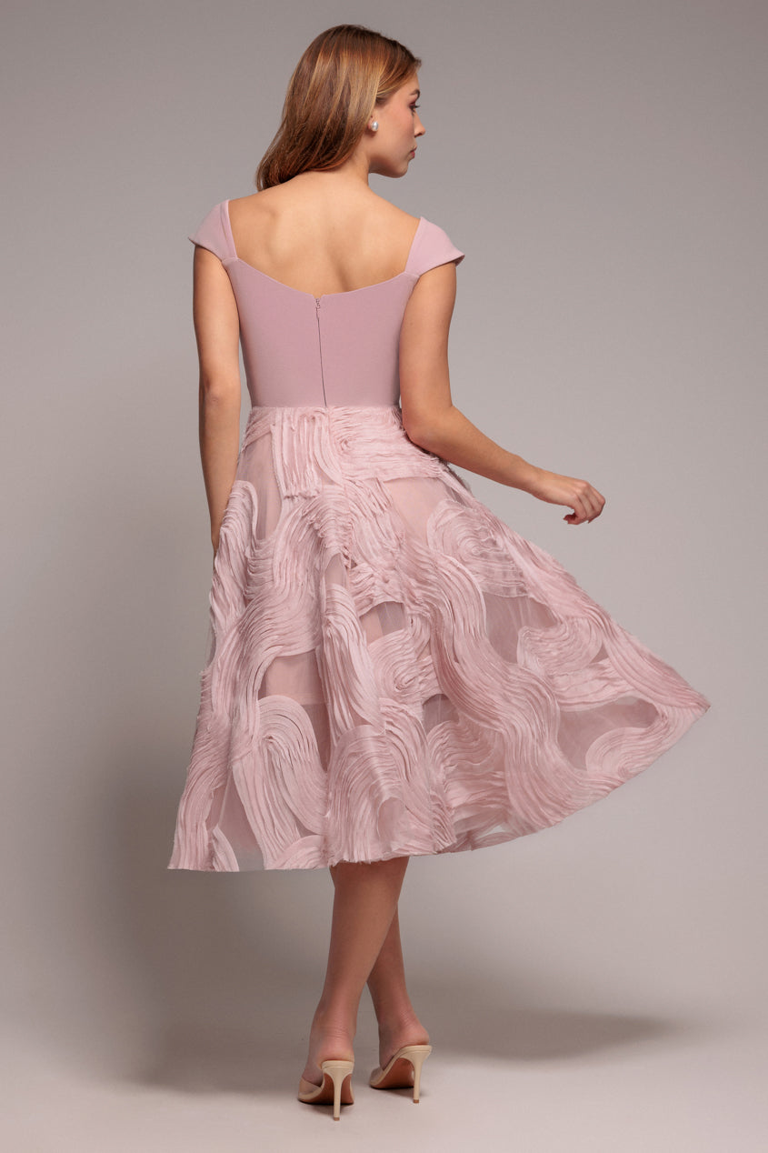 Goddiva Scuba & Textured Chiffon A Line Midi Dress - Blush Pink