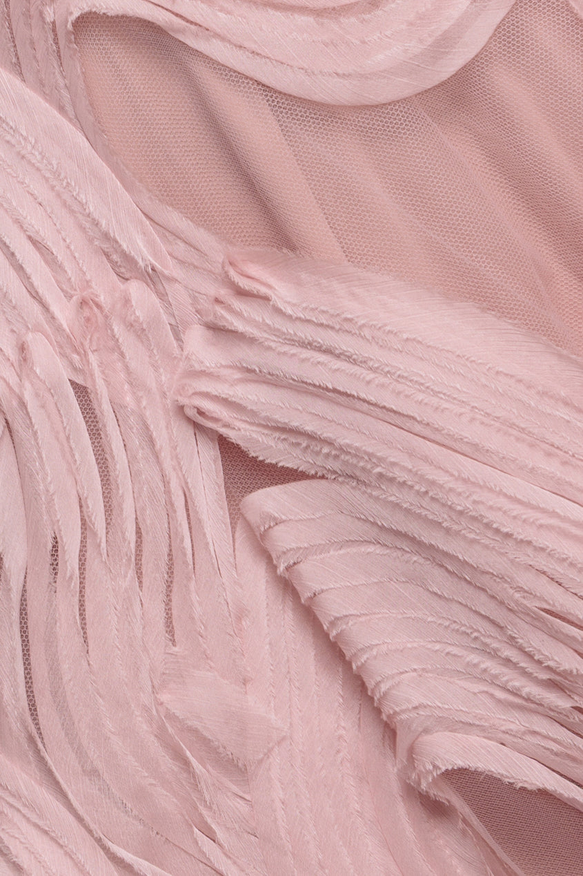 Goddiva Scuba & Textured Chiffon A Line Midi Dress - Blush Pink