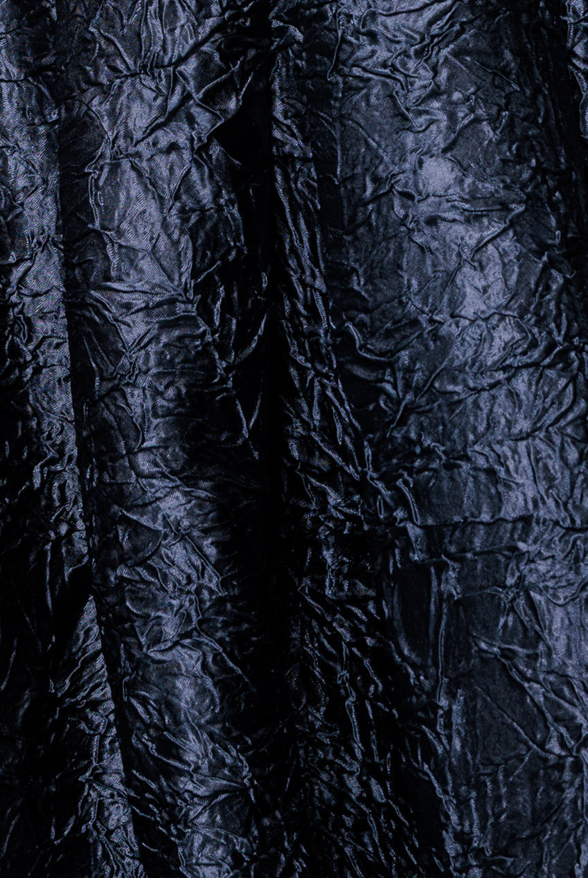 Goddiva Crushed Satin Sleeveless A Line Midi Dress - Navy Blue