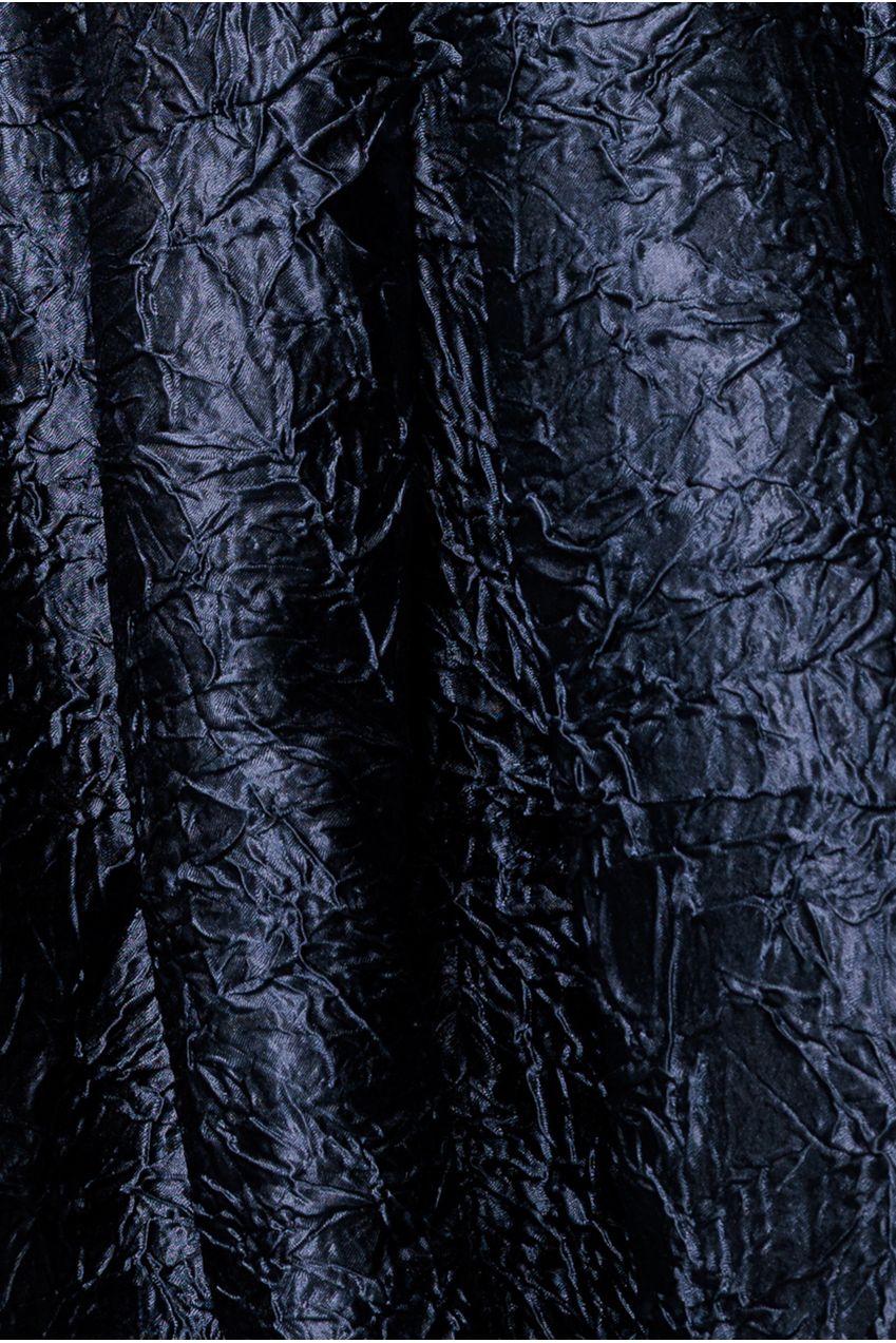 Goddiva Crushed Satin Sleeveless A Line Midi Dress - Navy Blue