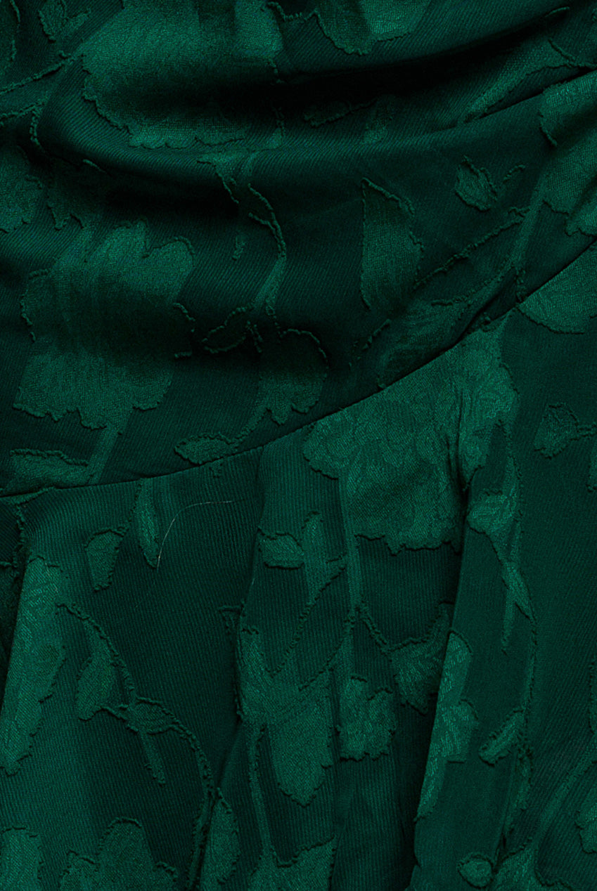 Goddiva Jacquard Chiffon Wrap High Low Midaxi Dress - Emerald Green