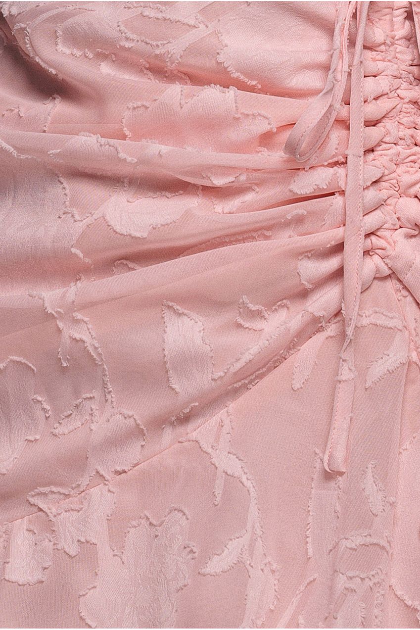 Goddiva Jacquard Chiffon Wrap High Low Midaxi Dress - Pink