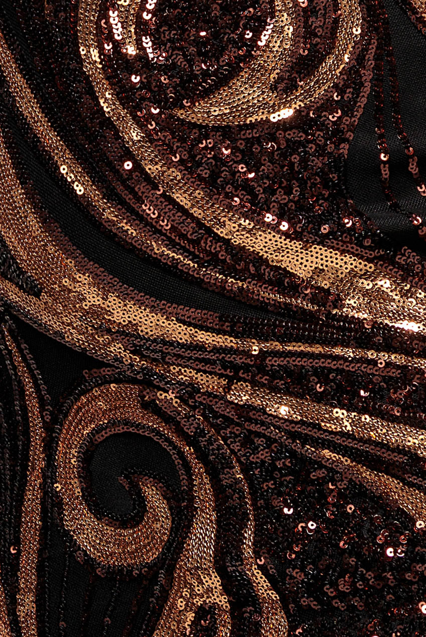 Goddiva Strapless Multi Sequin Maxi Dress - Bronze