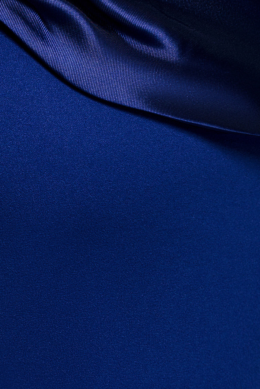 Goddiva Satin Twist One Shoulder Maxi Dress - Royal Blue