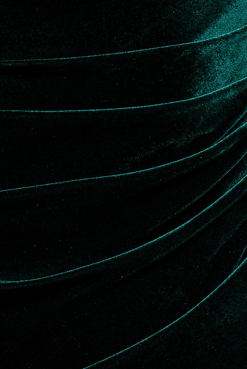 Goddiva One Shoulder Velvet Maxi Dress - Emerald Green