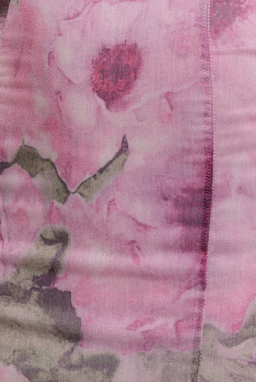 Goddiva Cowl Neck Floral Print Jacquard Chiffon Maxi Dress - Blush Pink