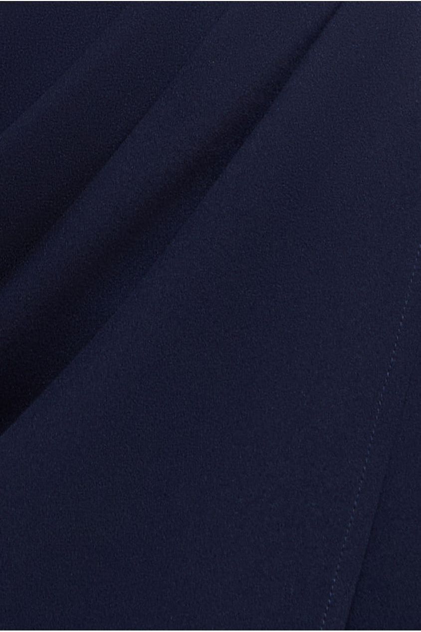 Goddiva Off The Shoulder Chiffon Wing Scuba Crepe Midi Dress - Navy Blue