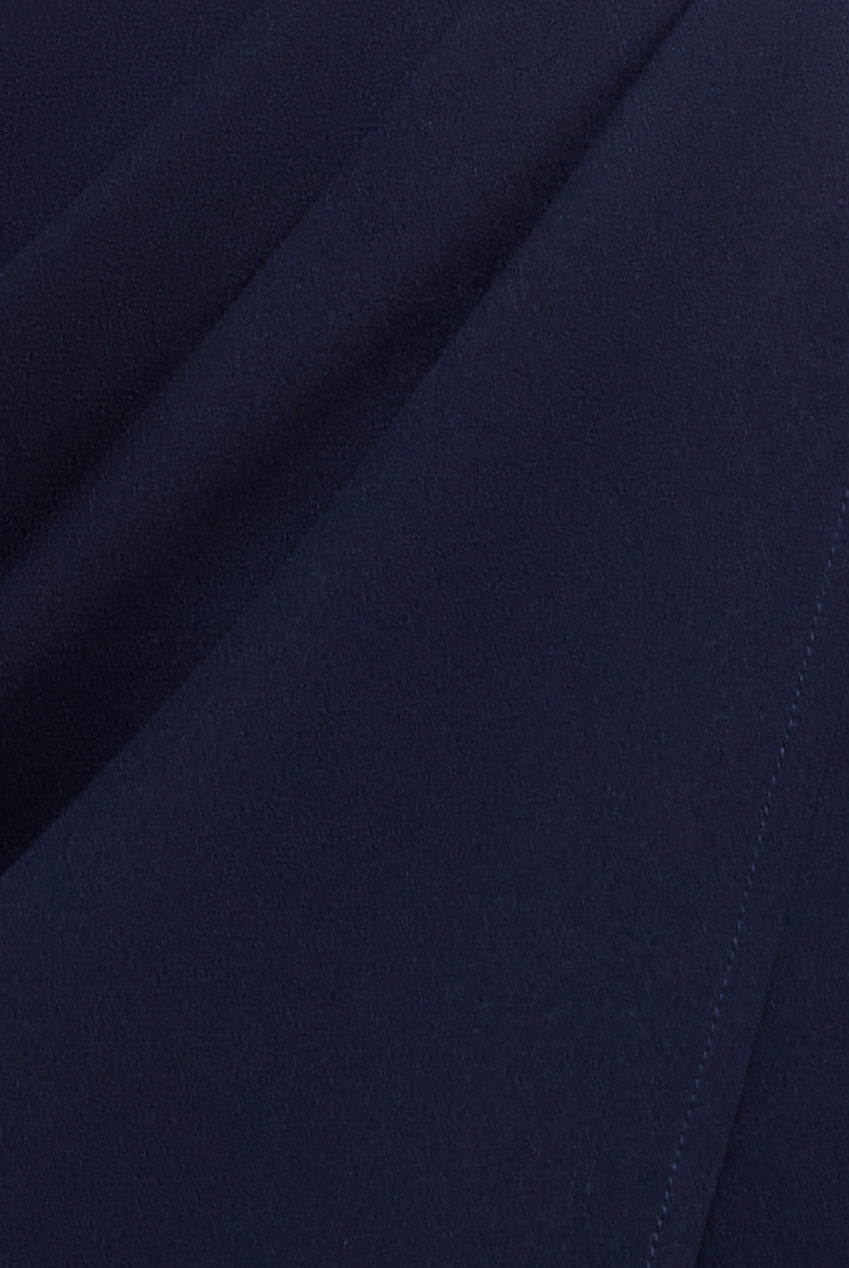 Goddiva Off The Shoulder Chiffon Wing Scuba Crepe Midi Dress - Navy Blue