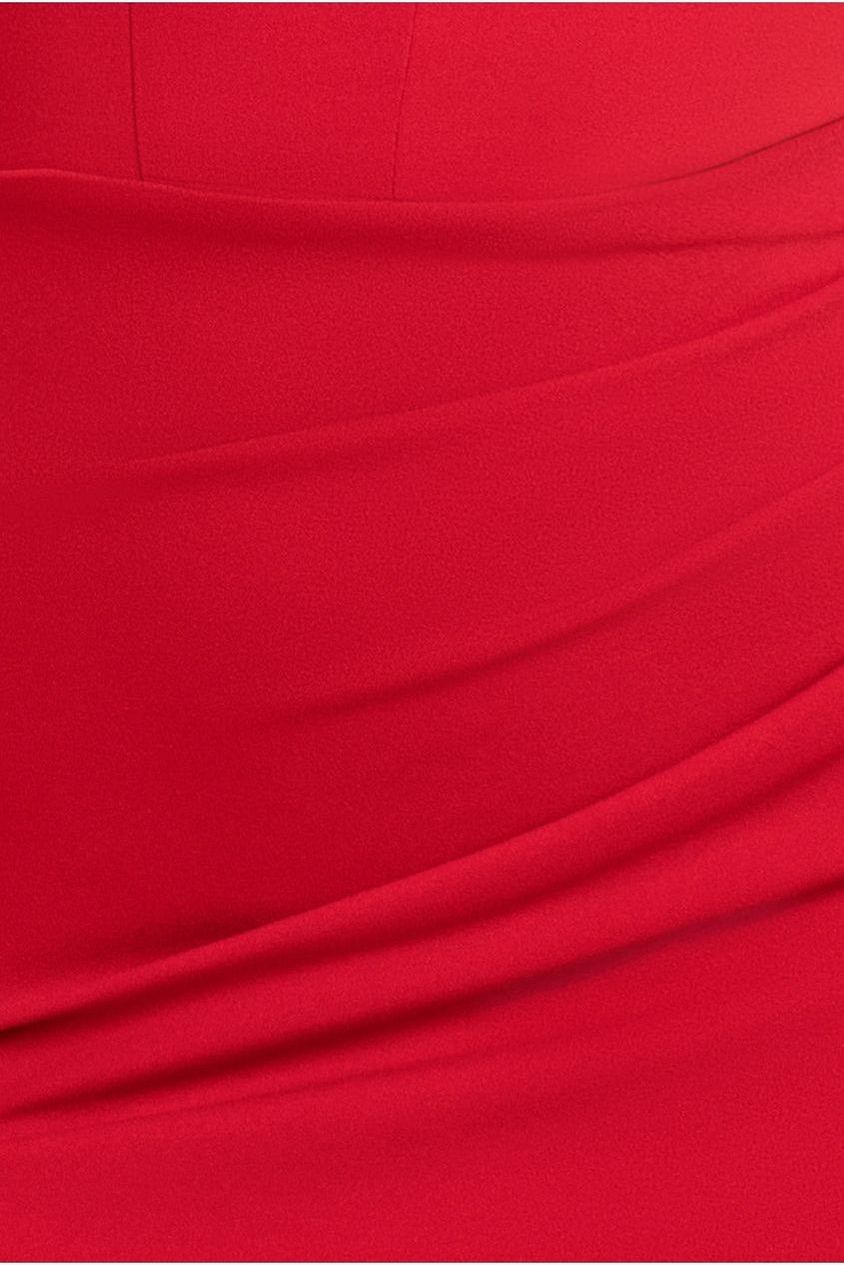 Goddiva Off The Shoulder Draped Sleeve Maxi Dress With Diamante Neckline - Red