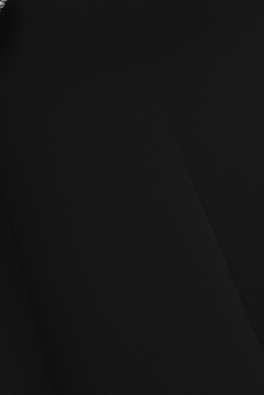 Goddiva Diamante Embellished Neck A-Line Midi Dress - Black