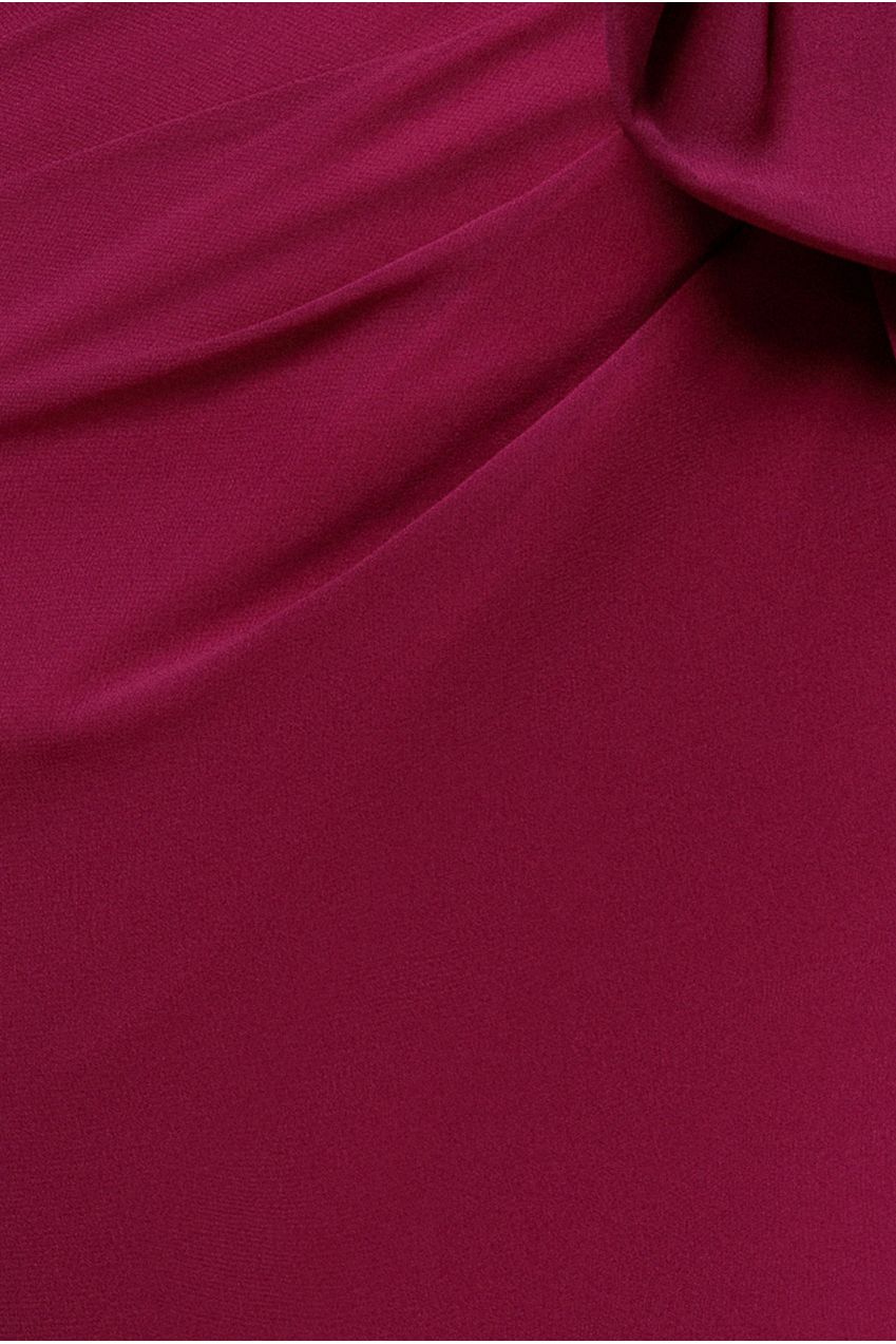 Goddiva One Shoulder Cowl With Bow Detail Maxi Dress - Magenta