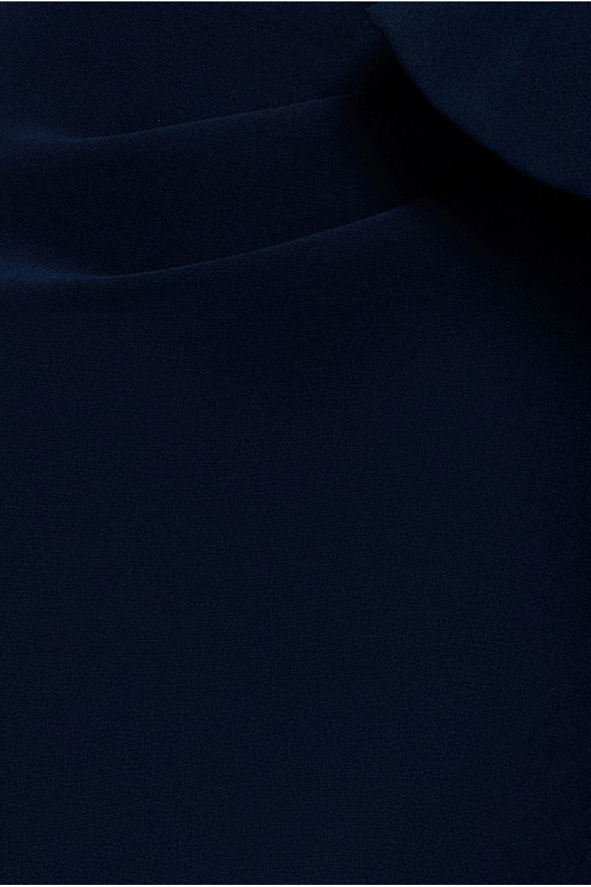 Goddiva One Shoulder Cowl With Bow Detail Maxi Dress - Navy Blue